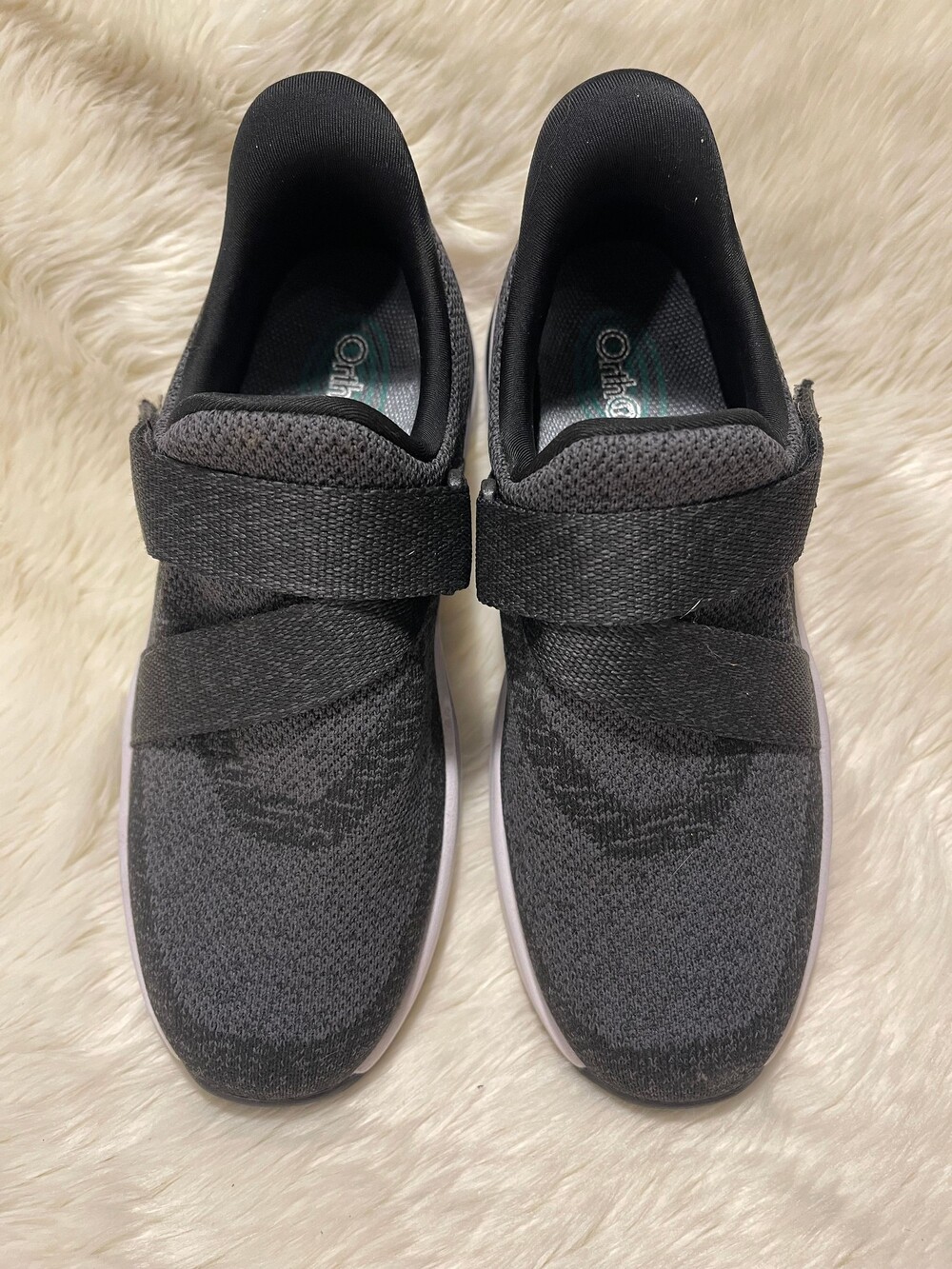 Orthofeet Black Orthopedic Shoes Velcro Strap Comfort Sneakers Women's Size 7W -